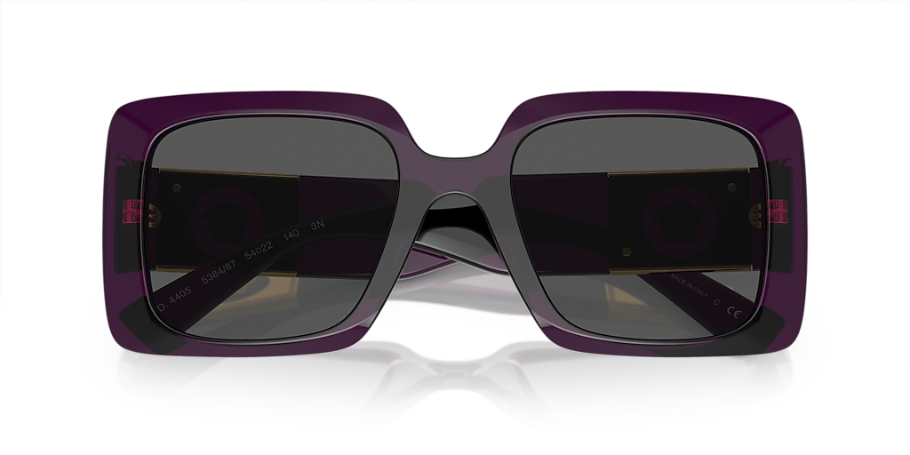 VERSACE VE4405 Transparent Purple - Women Luxury Sunglasses, Dark Grey Lens