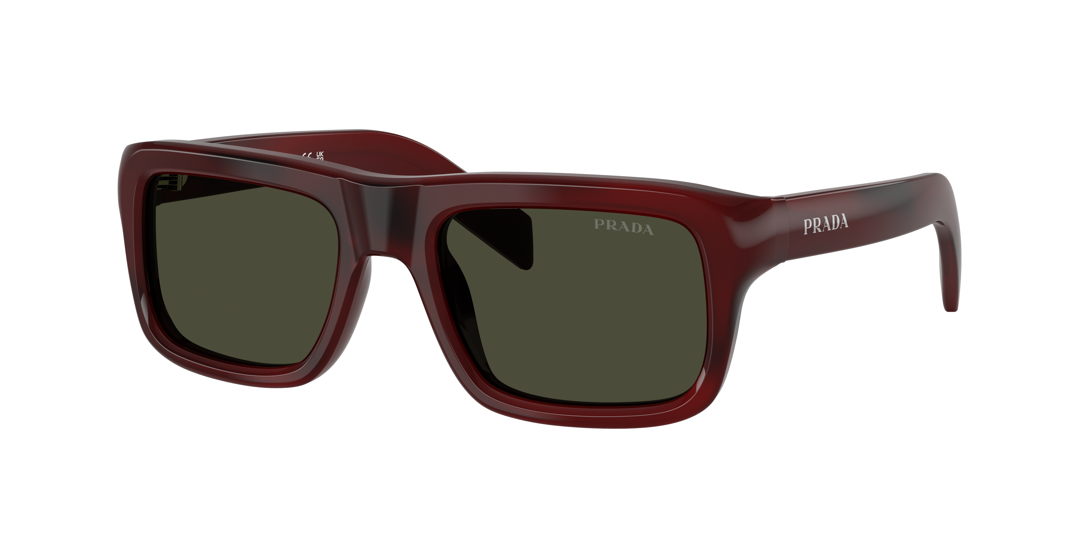 Prada Man Sunglass PR D11S -  Frame color: Pomegranate Tortoise, Lens color: Dark Green