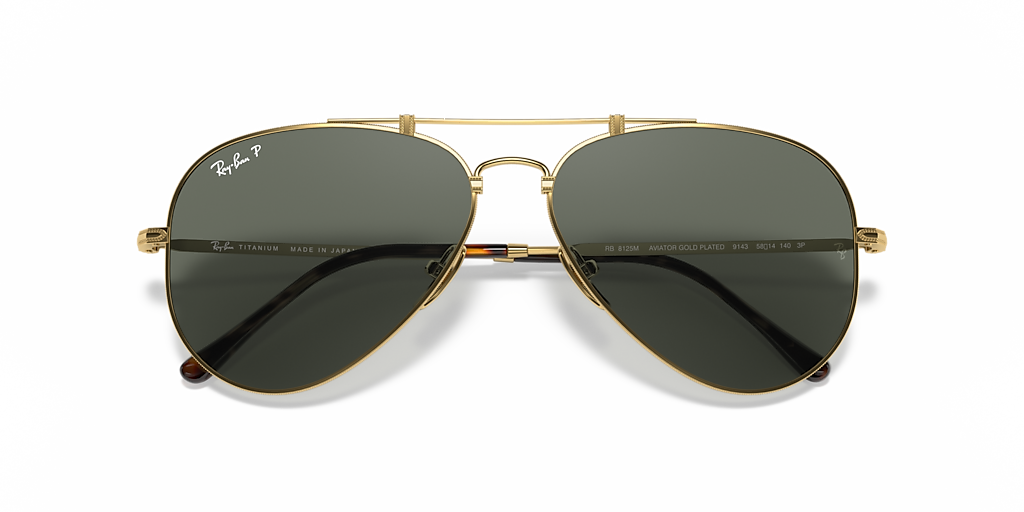 Ray-Ban RB8125M Aviator Titanium XL (58 - 14) with Green lenses and Gold  frame | Sunglass Hut®