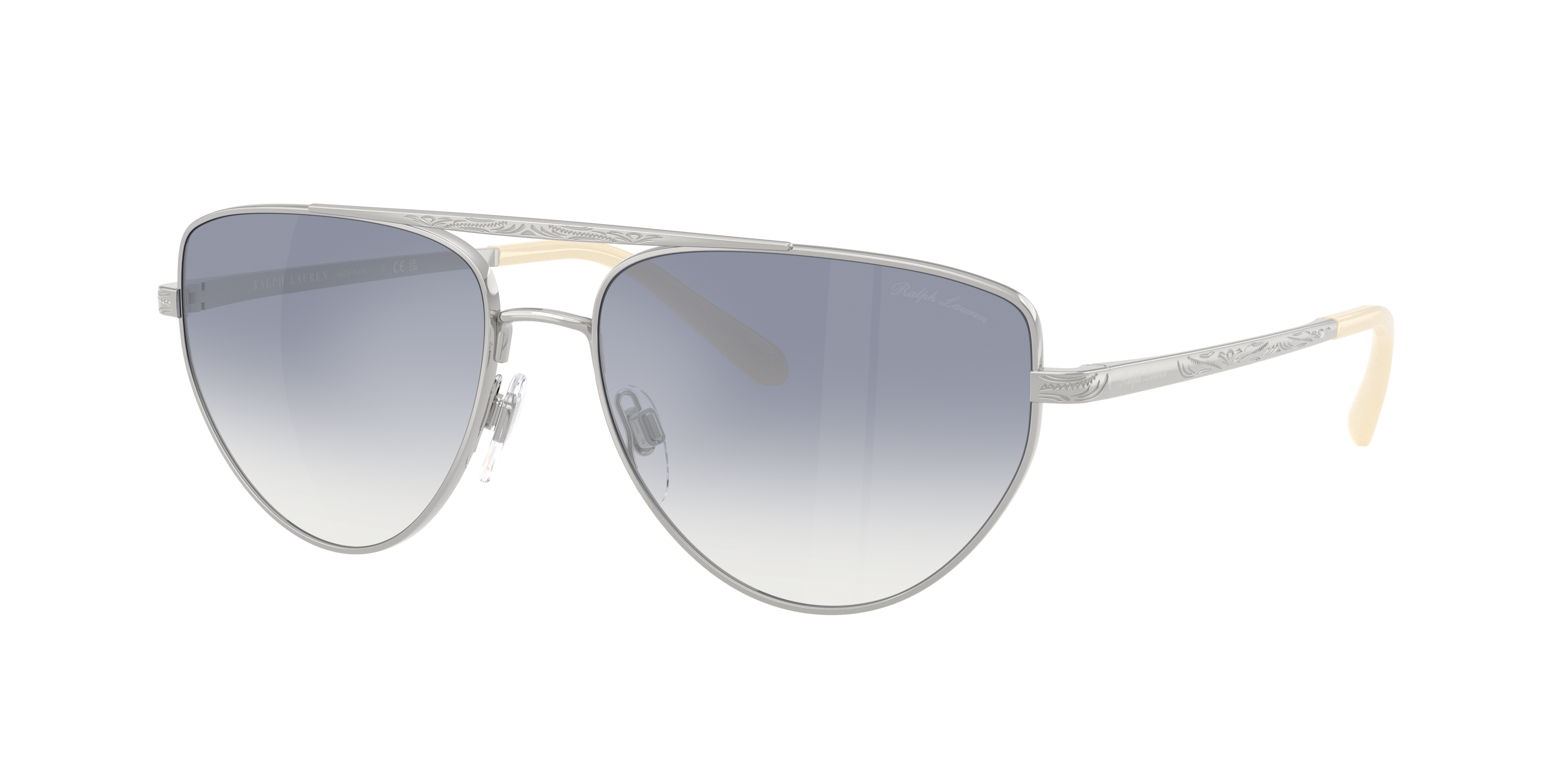 Ralph Lauren Woman Sunglass RL7090 -  Frame color: Shiny Silver, Lens color: Clear Gradient Blue Mirror Silver