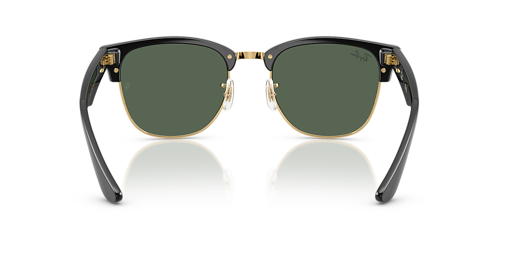 RAY-BAN RBR0504S Clubmaster Reverse Black On Arista - Unisex Sunglasses, Dark Green Lens