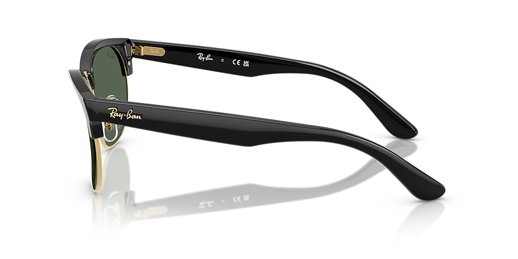 RAY-BAN RBR0504S Clubmaster Reverse Black On Arista - Unisex Sunglasses, Dark Green Lens