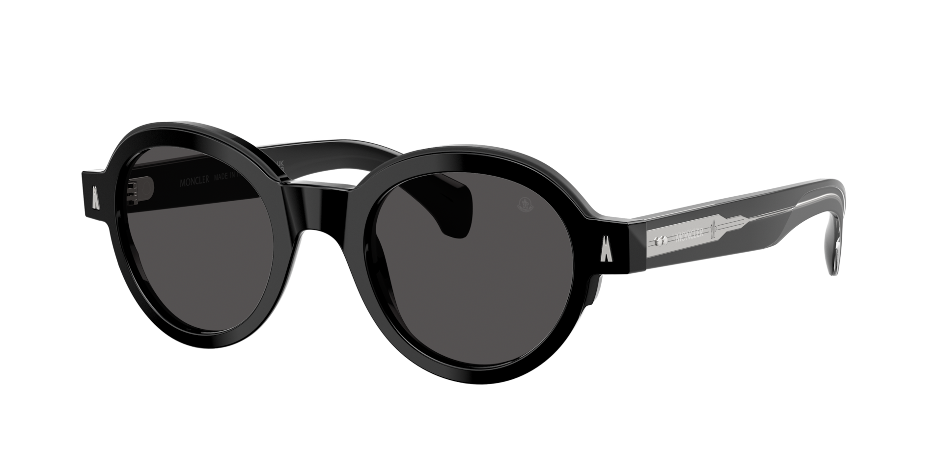 Moncler Unisex Sunglass ME6003 Rondosa -  Frame color: Shiny Black, Lens color: Dark Grey