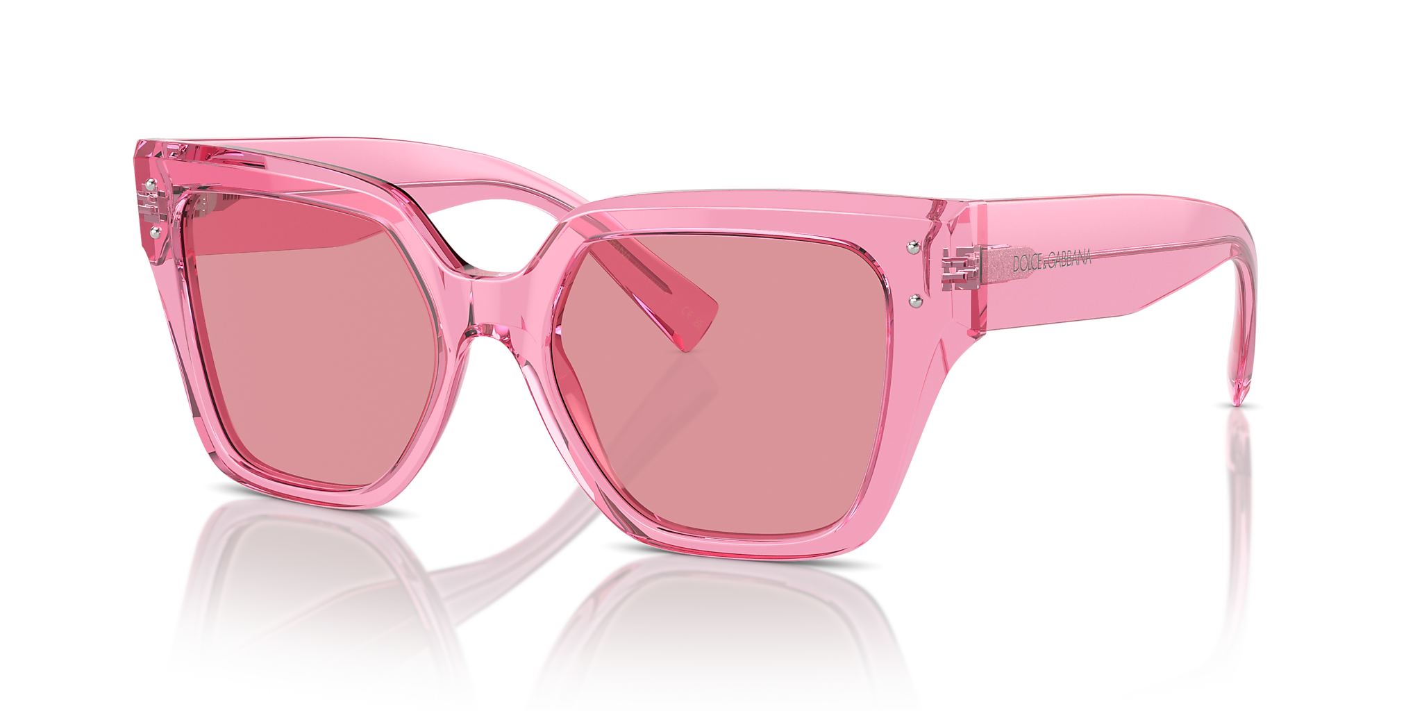 DOLCE&GABBANA DG4471 Transparent Pink - Women Luxury Sunglasses, Pink Mirror Internal Silver Lens