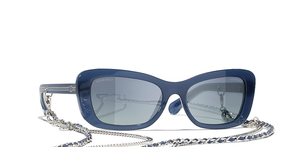 Chanel Rectangle Sunglasses CH5553 S (54 - 17) with Blue lenses
