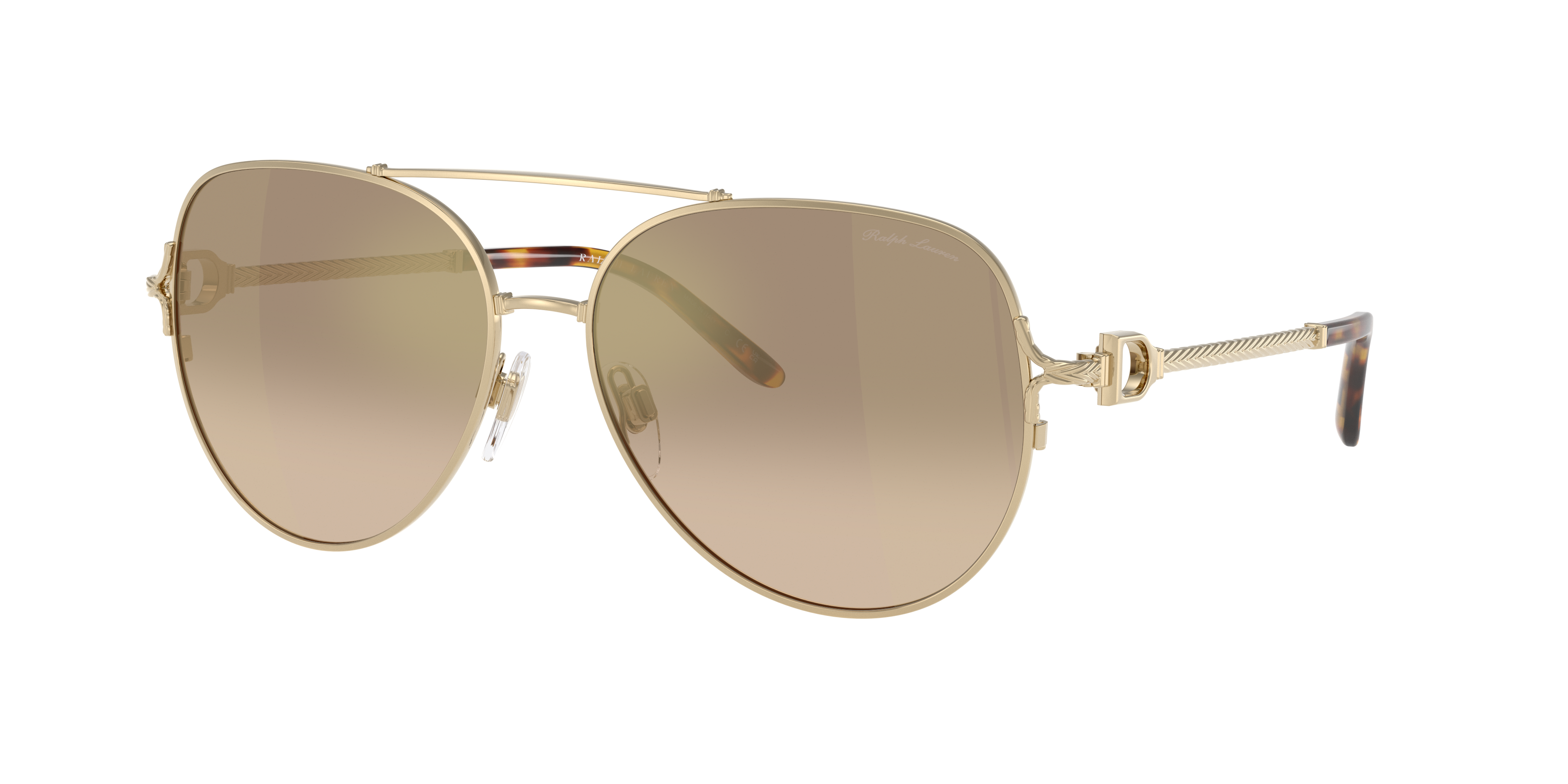 Ralph Lauren Woman Sunglass RL7087 -  Frame color: Shiny Pale Gold, Lens color: Brown Gradient Grey Mirror Gold