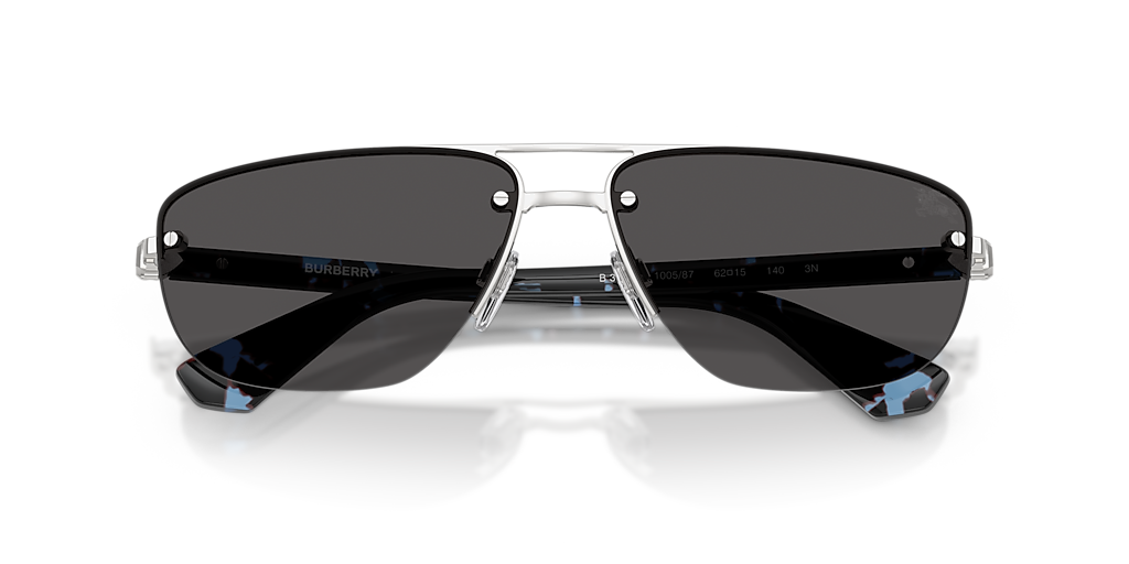 BURBERRY BE3164 Matte Grey - Men Luxury Sunglasses, Light Grey Mirror Silver Lens