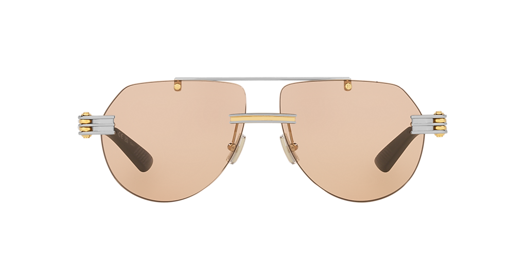 BOTTEGA VENETA BV1342S Silver - Unisex Sunglasses, Brown Lens