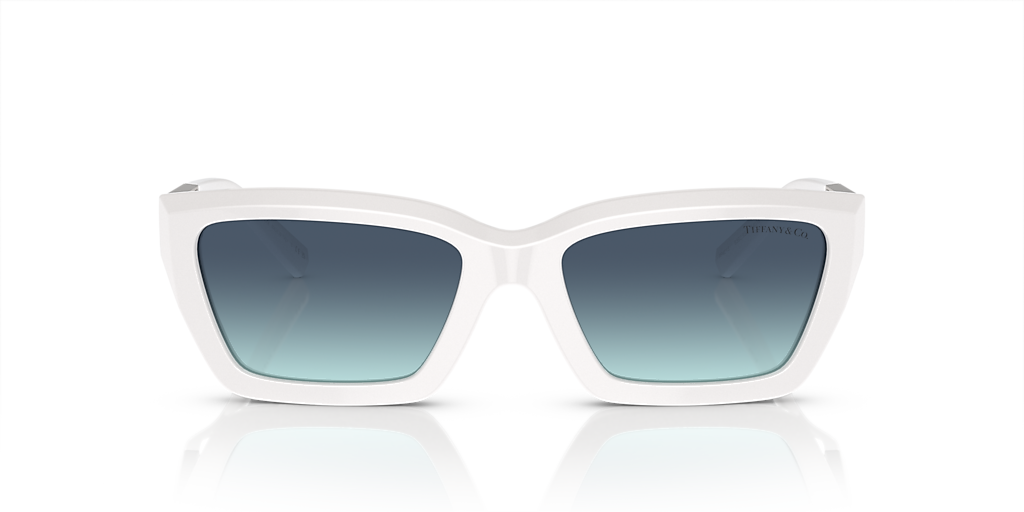 TIFFANY & CO. TF4213 Bright White - Women Luxury Sunglasses, Azure Gradient Blue Lens