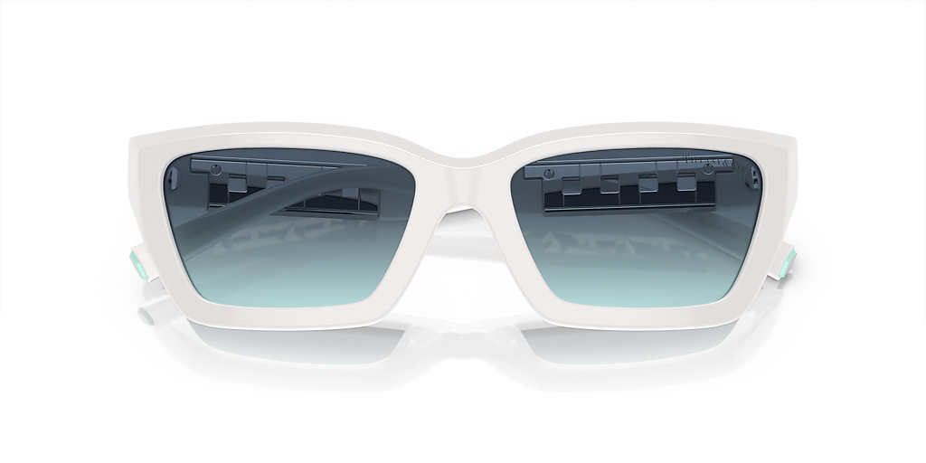 TIFFANY & CO. TF4213 Bright White - Women Luxury Sunglasses, Azure Gradient Blue Lens