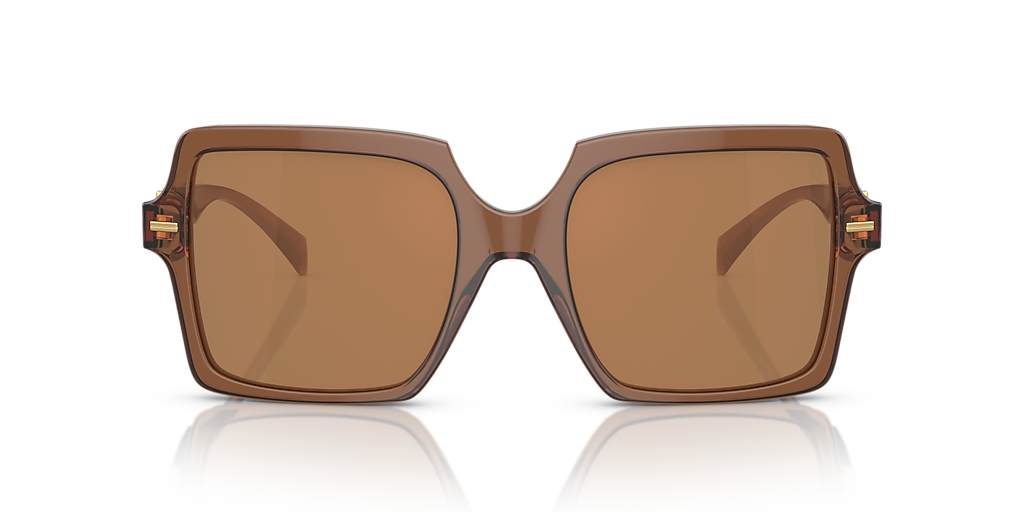 VERSACE VE4441 Transparent Brown - Women Luxury Sunglasses, Brown Orange Metallic Lens