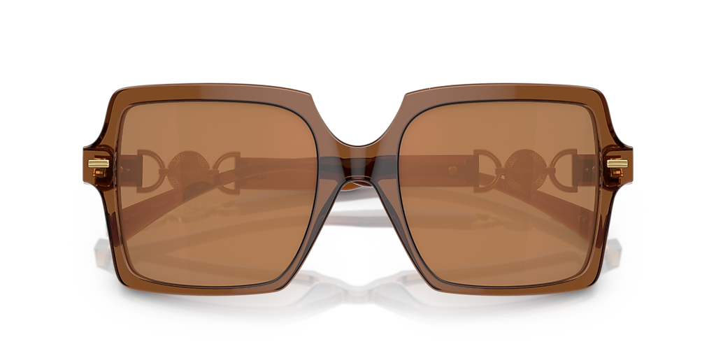 VERSACE VE4441 Transparent Brown - Women Luxury Sunglasses, Brown Orange Metallic Lens