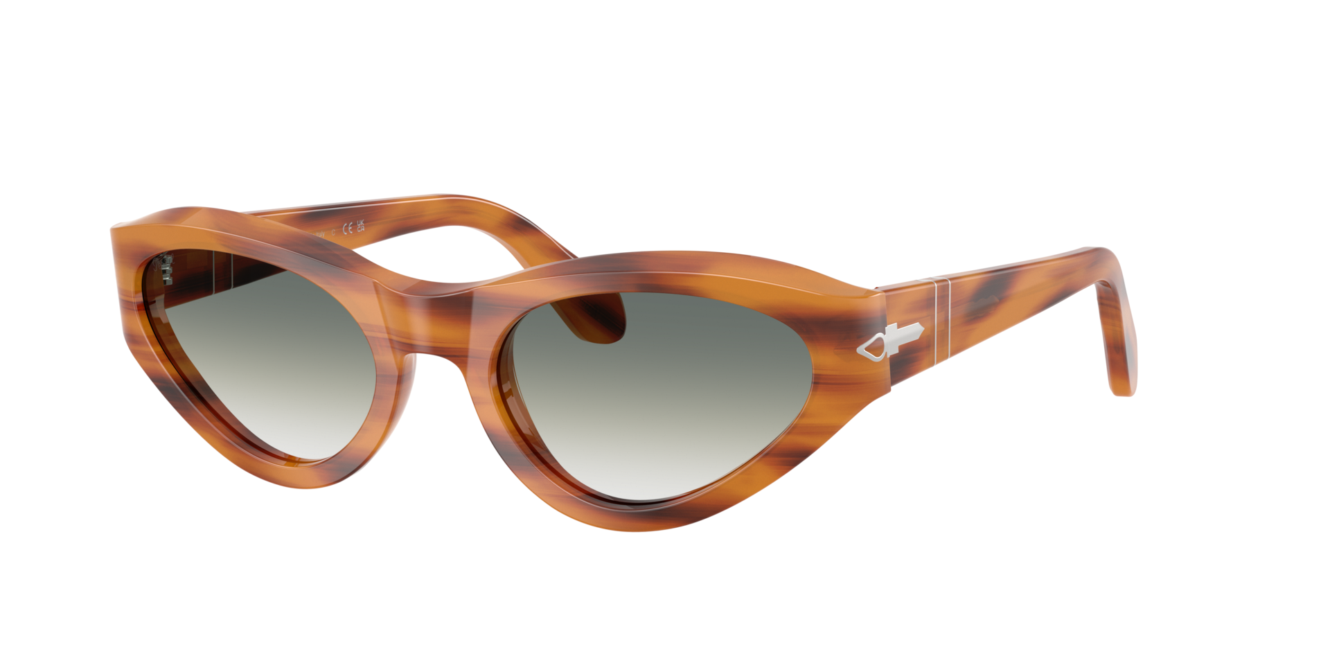 Persol Woman Sunglass PO0052S - Frame color: Striped Brown, Lens color: Clear Gradient Green