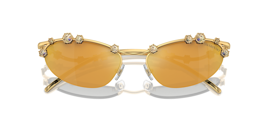 サングラス SWAROVSKI Woman Sunglasses Yellow Gold 0SK7021D 40132Q SWAROVSKI SK353 36L Yellow Gold Over Size Metal Sunglasses