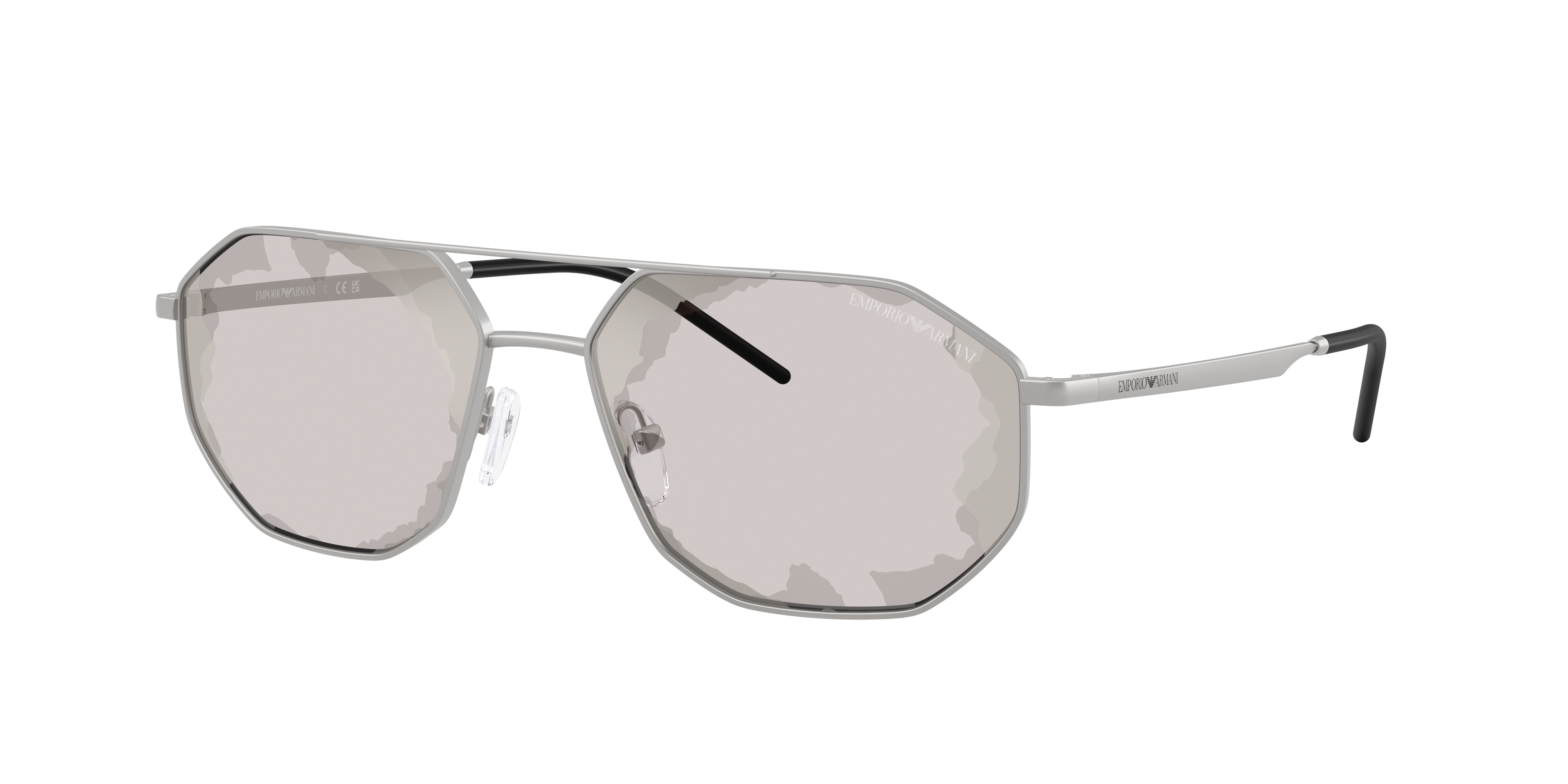 Emporio Armani Man Sunglass EA2147 -  Frame color: Matte Silver, Lens color: Smoke Mirror Black