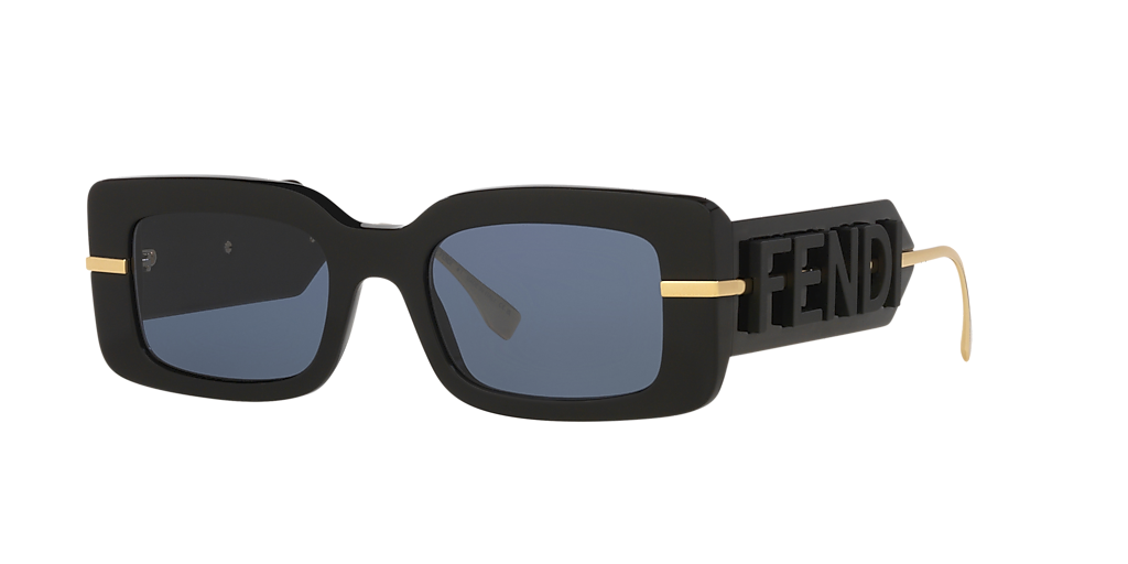 FENDI レクタンクルフレムサンクラス FE40133I 57E Fendi Fe40133I XS (51 - 20) with Blue lenses and Black frame