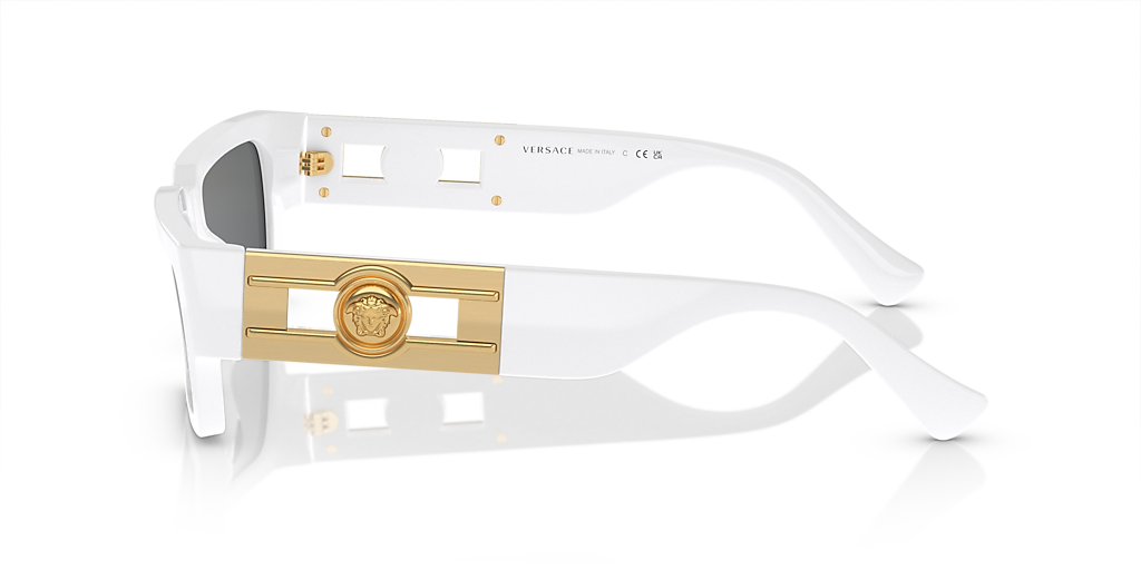 VERSACE VE4459 White - Unisex Luxury Sunglasses, Dark Grey Lens