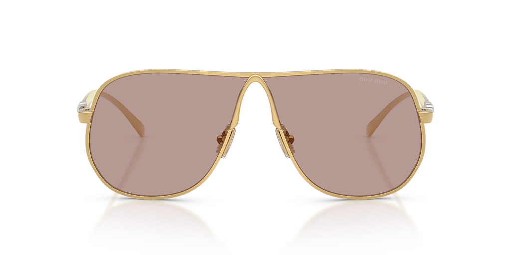 MIU MIU MU A56S Gold - Women Luxury Sunglasses, Light Purple Brown Lens