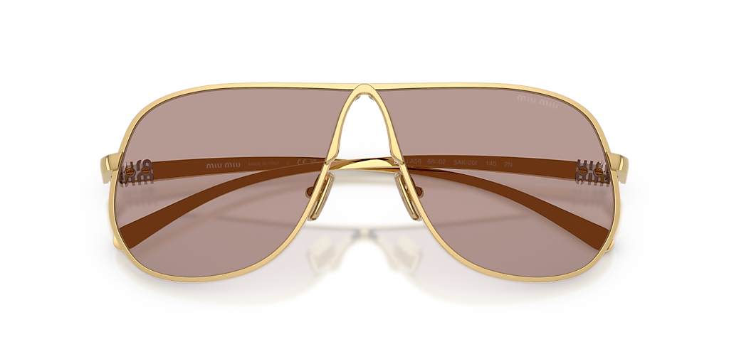MIU MIU MU A56S Gold - Women Luxury Sunglasses, Light Purple Brown Lens