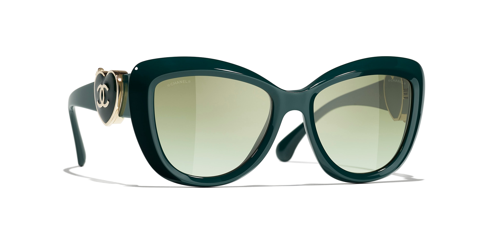 Chanel Woman Sunglass Butterfly Sunglasses CH5517 -  Frame color: Green, Lens color: Green