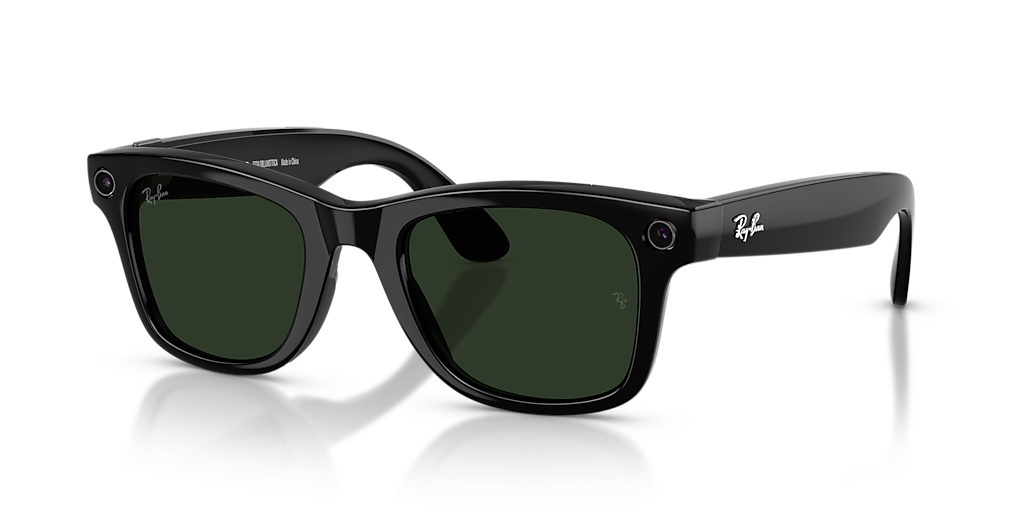 RW4012 Ray-Ban Meta Wayfarer Black - Unisex Sunglasses, Clear/Graphite Green Lens