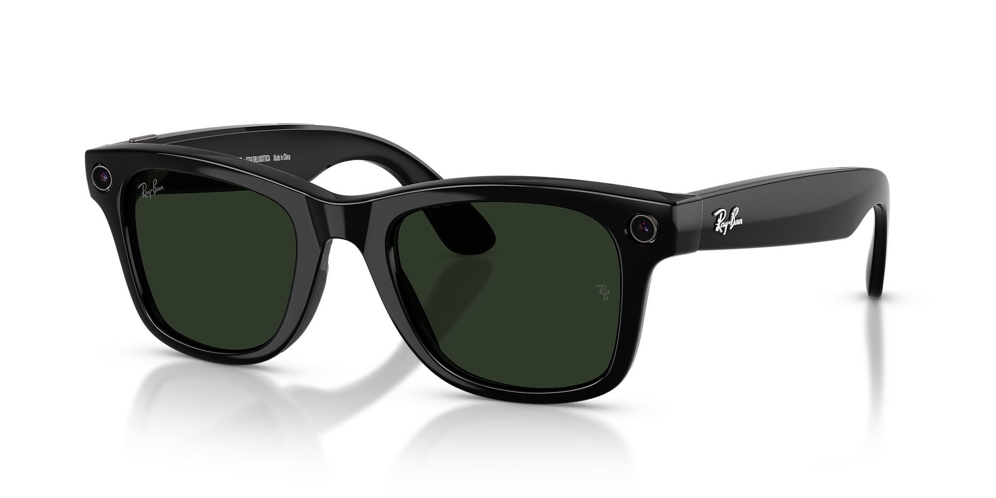 RW4012 Ray-Ban Meta Wayfarer Black - Unisex Sunglasses, Clear/Graphite Green Lens