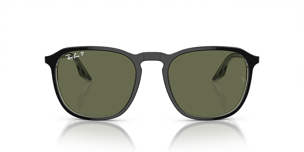 RAY-BAN RB2203 Black On Transparent - Unisex Sunglasses, Green Lens