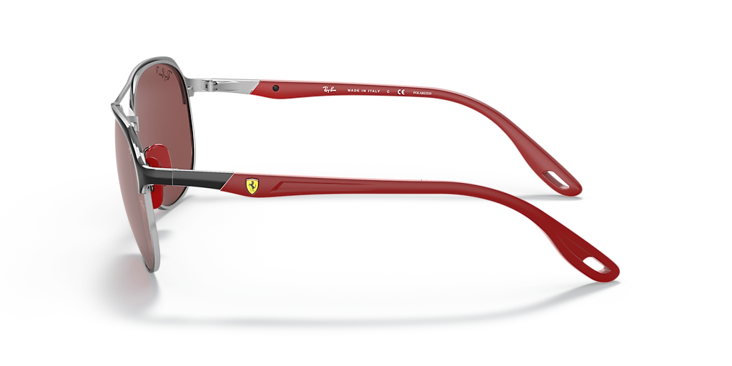RAY-BAN RB3685M Scuderia Ferrari Collection Black On Silver - Unisex Sunglasses, Violet Lens