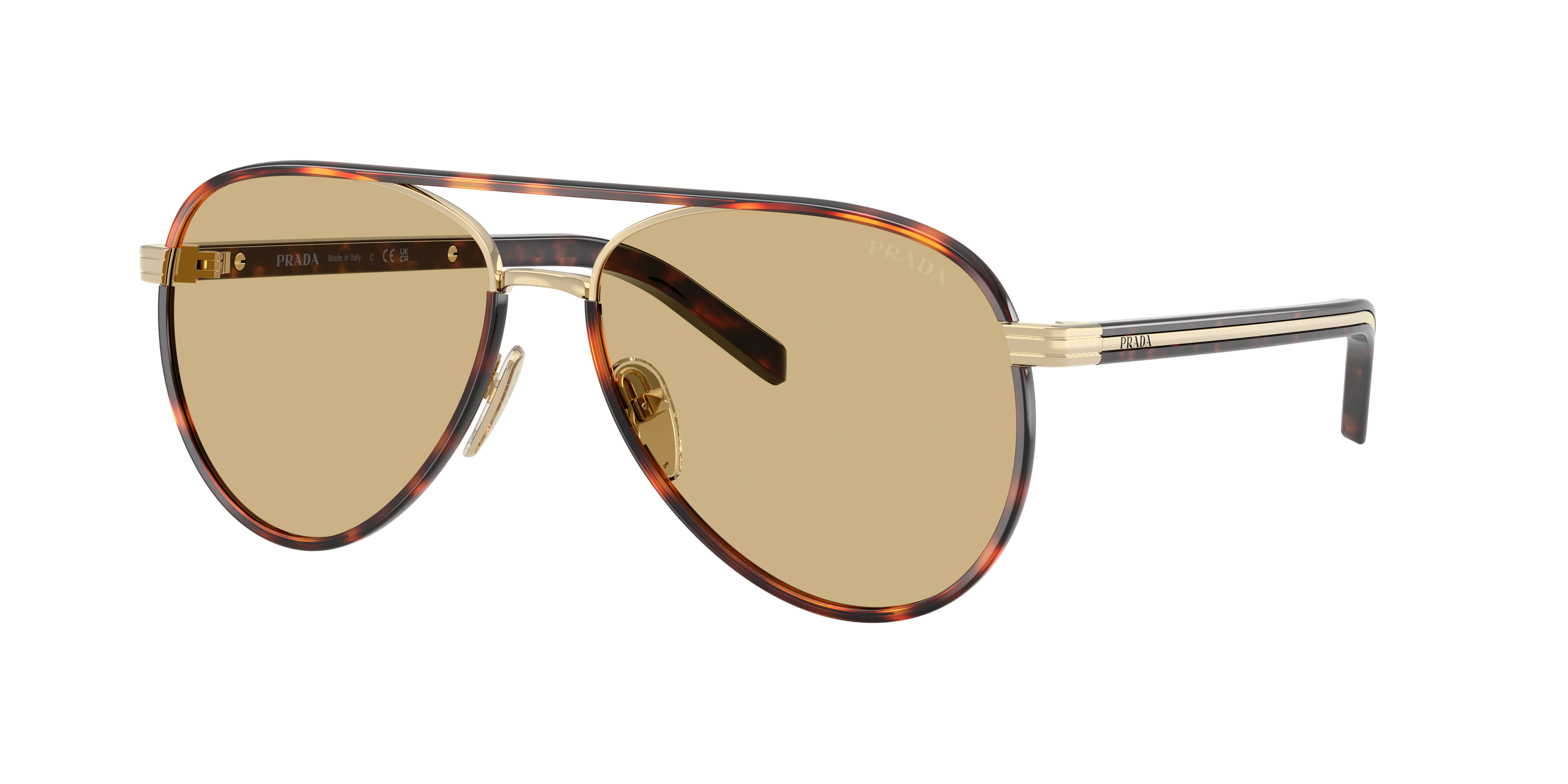 Prada Pr B57s Aviator Steel Sunglasses In Yellow