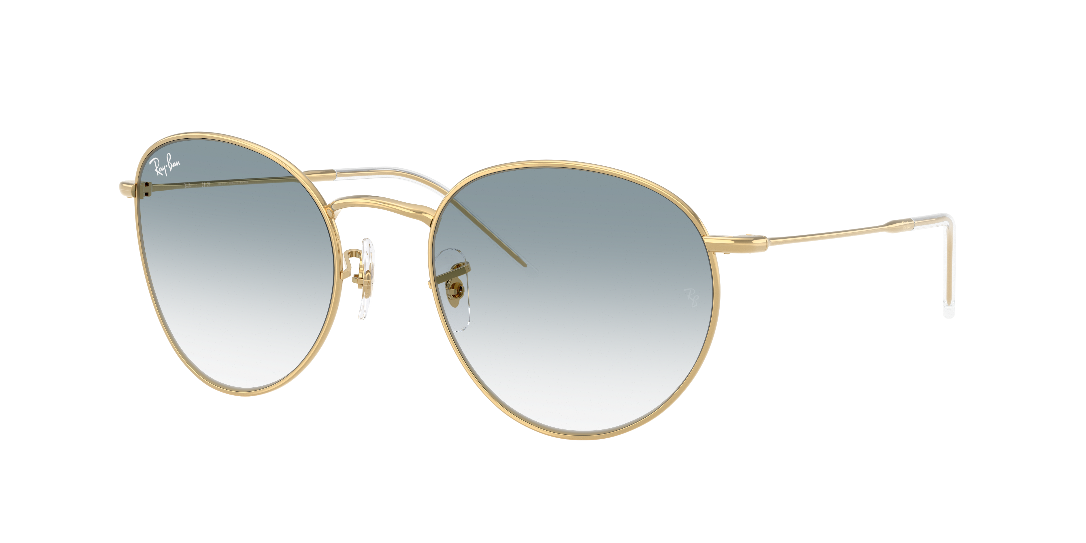 Ray-Ban Unisex Sunglass Round Reverse -  Frame color: Arista Gold, Lens color: Clear Gradient Blue