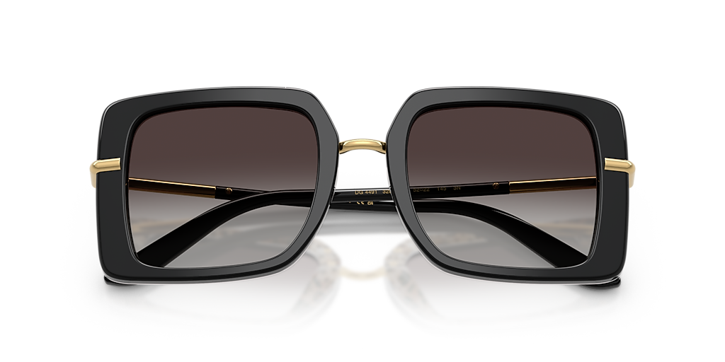DOLCE&GABBANA DG4491 Top Black On Leo - Women Luxury Sunglasses, Grey Gradient Lens