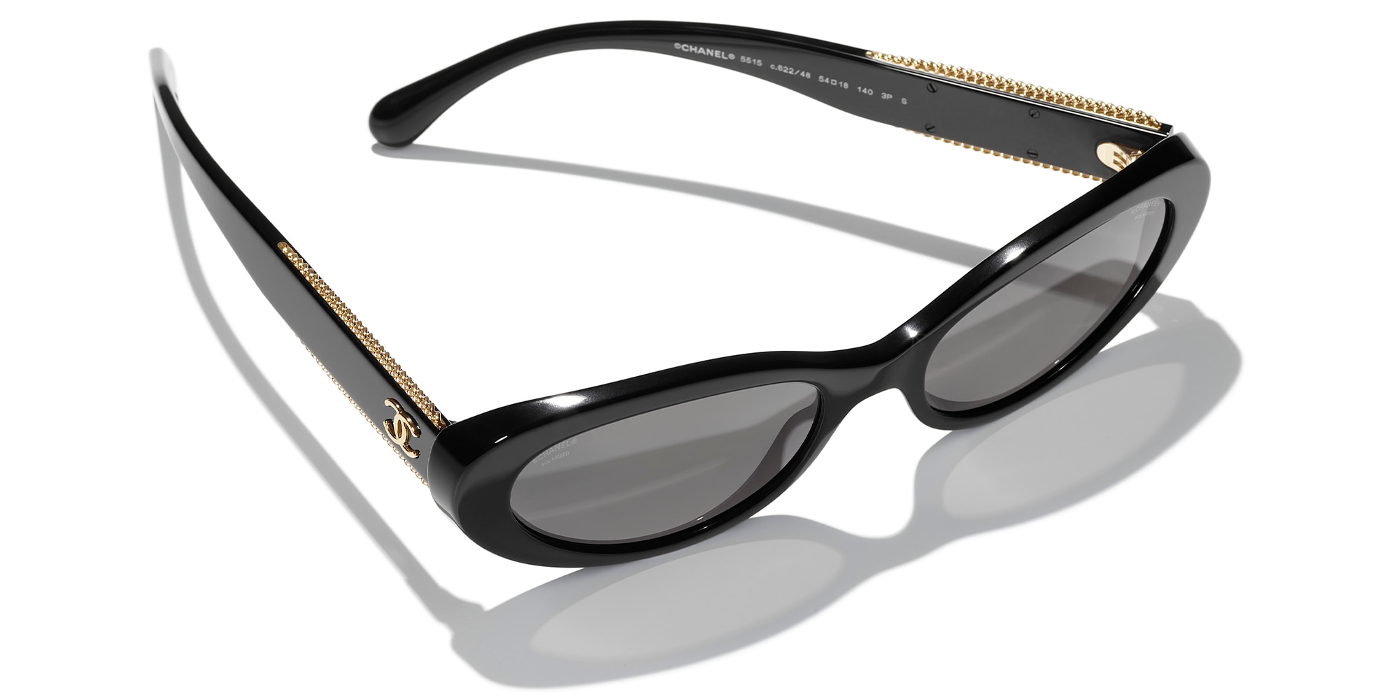 Chanel Oval Sunglasses CH5515 M (54 - 18) with Black lenses