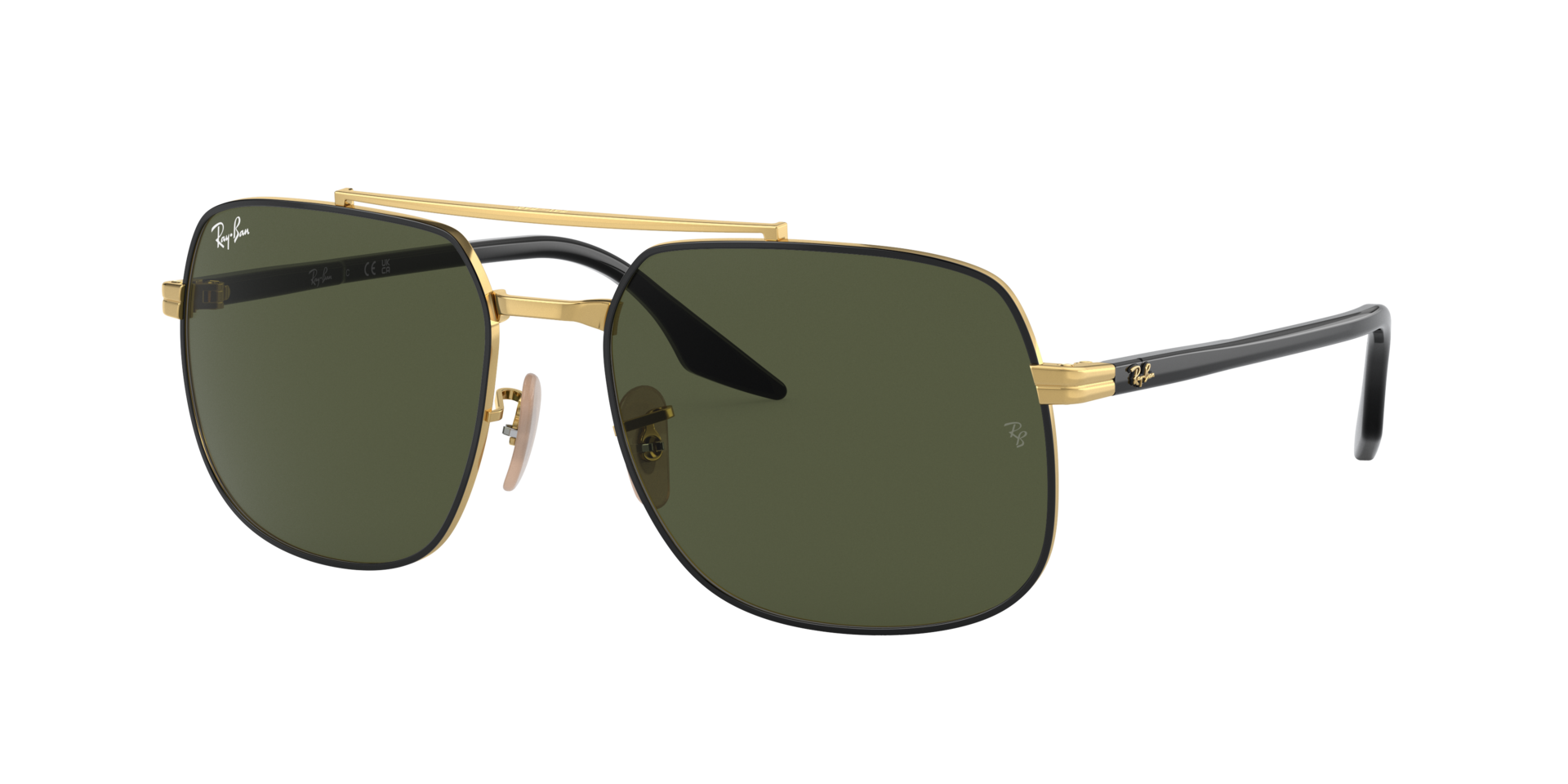 Ray-Ban Unisex Sunglass RB3699 -  Frame color: Black On Gold, Lens color: Green