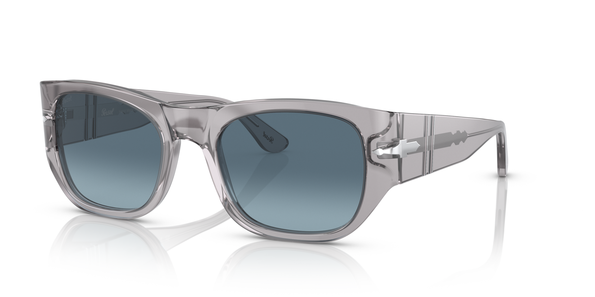 Persol Silver Sunglasses with Blue Lenses Persol PO3235S Sunglasses in Transparent Navy | Persol  main image 3
