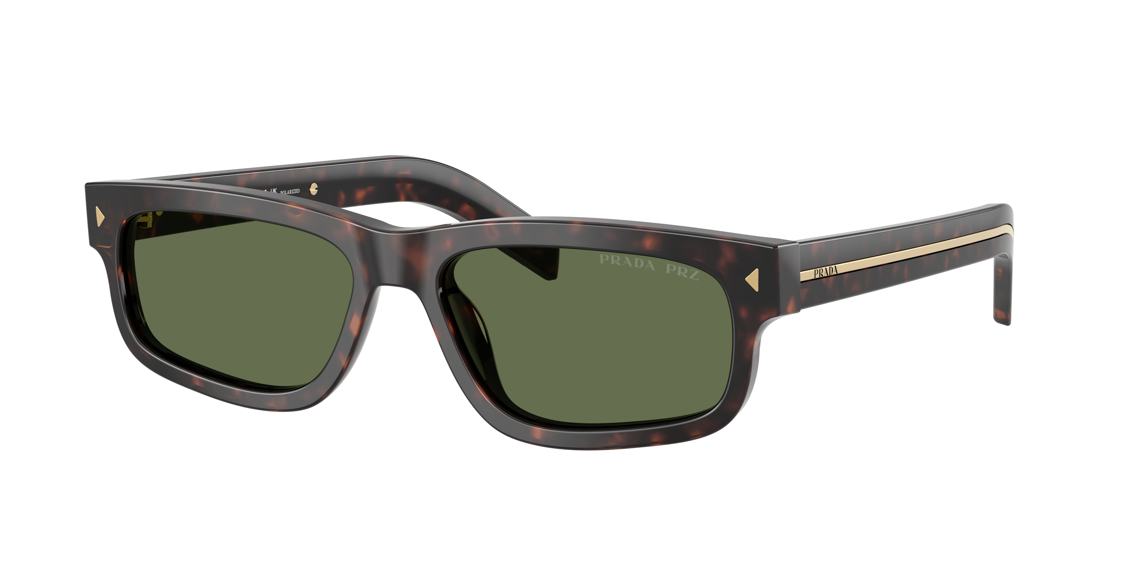 Prada Man Sunglass PR B11S -  Frame color: Root Tortoise, Lens color: Polarized Green