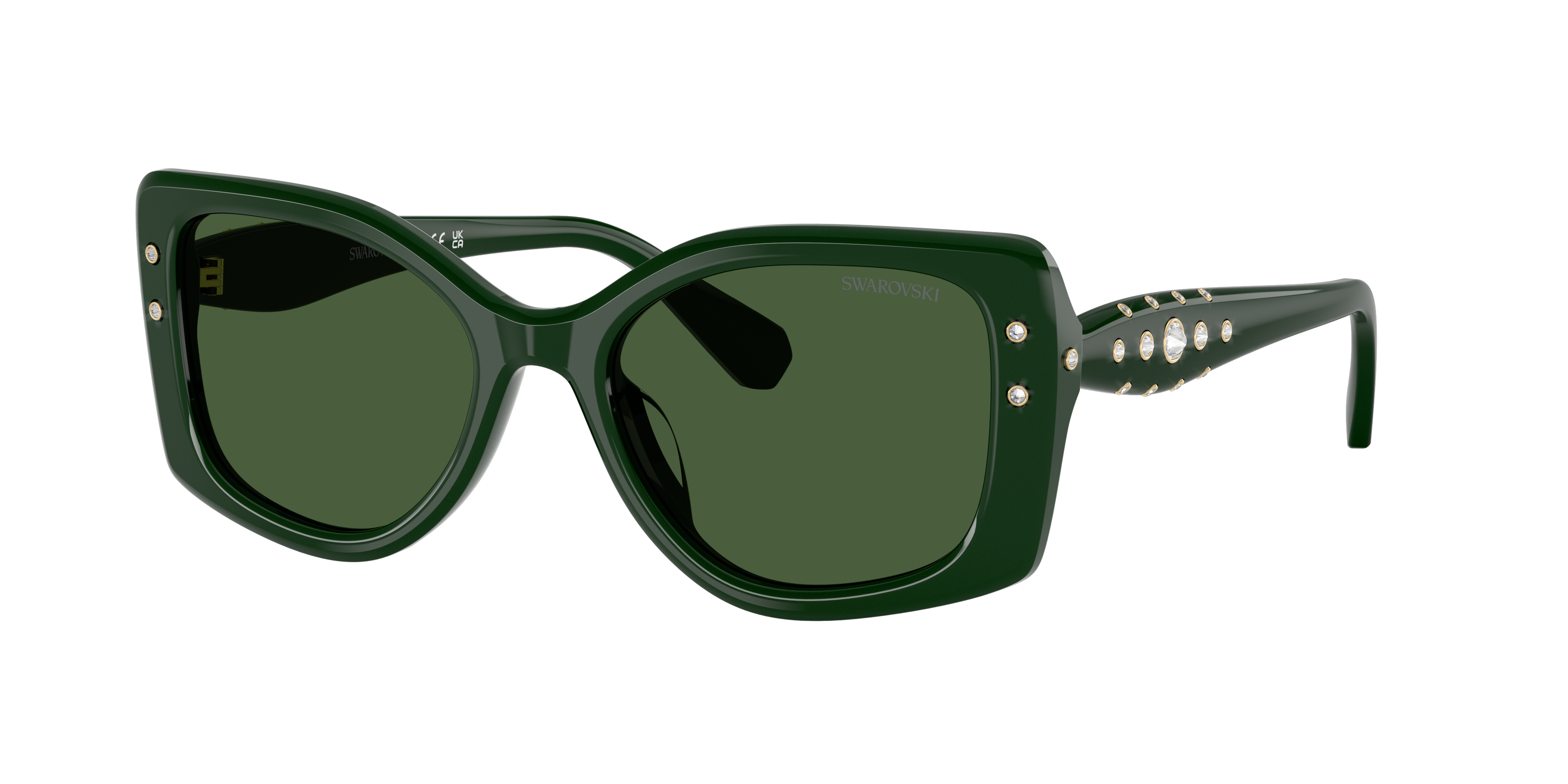 Swarovski Woman Sunglass SK6058U -  Frame color: Dark Green, Lens color: Dark Green