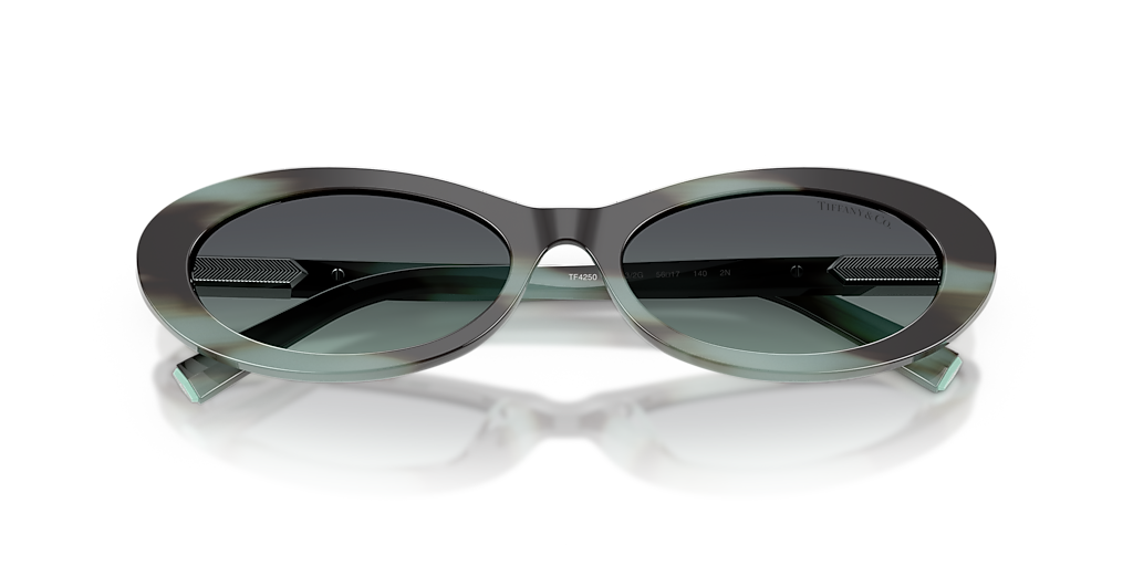 TIFFANY & CO. TF4250 Striped Black Tiffany - Women Luxury Sunglasses, Azure/Dark Grey Lens