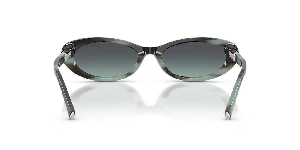 TIFFANY & CO. TF4250 Striped Black Tiffany - Women Luxury Sunglasses, Azure/Dark Grey Lens