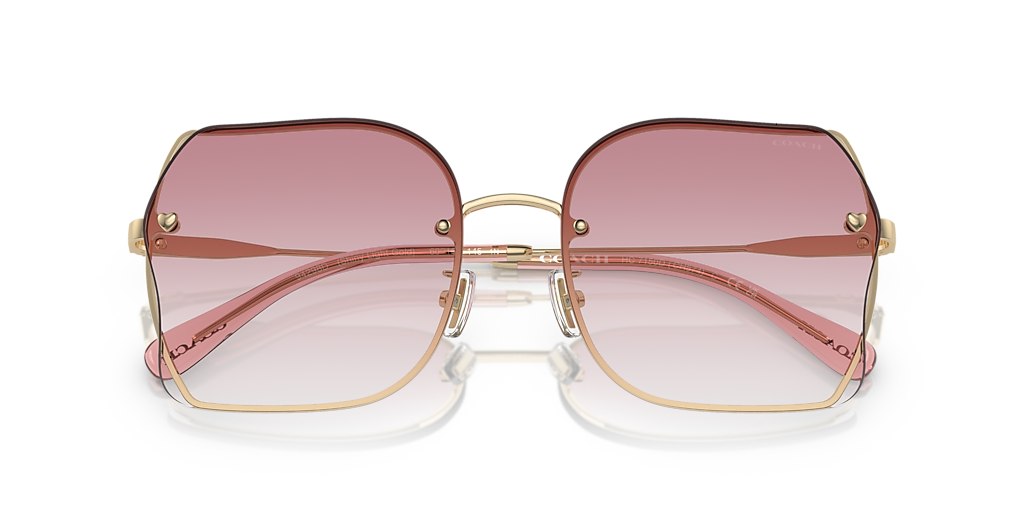 COACH HC7150D CH574 Shiny Light Gold - Woman Luxury Sunglasses, Pink Gradient Lens