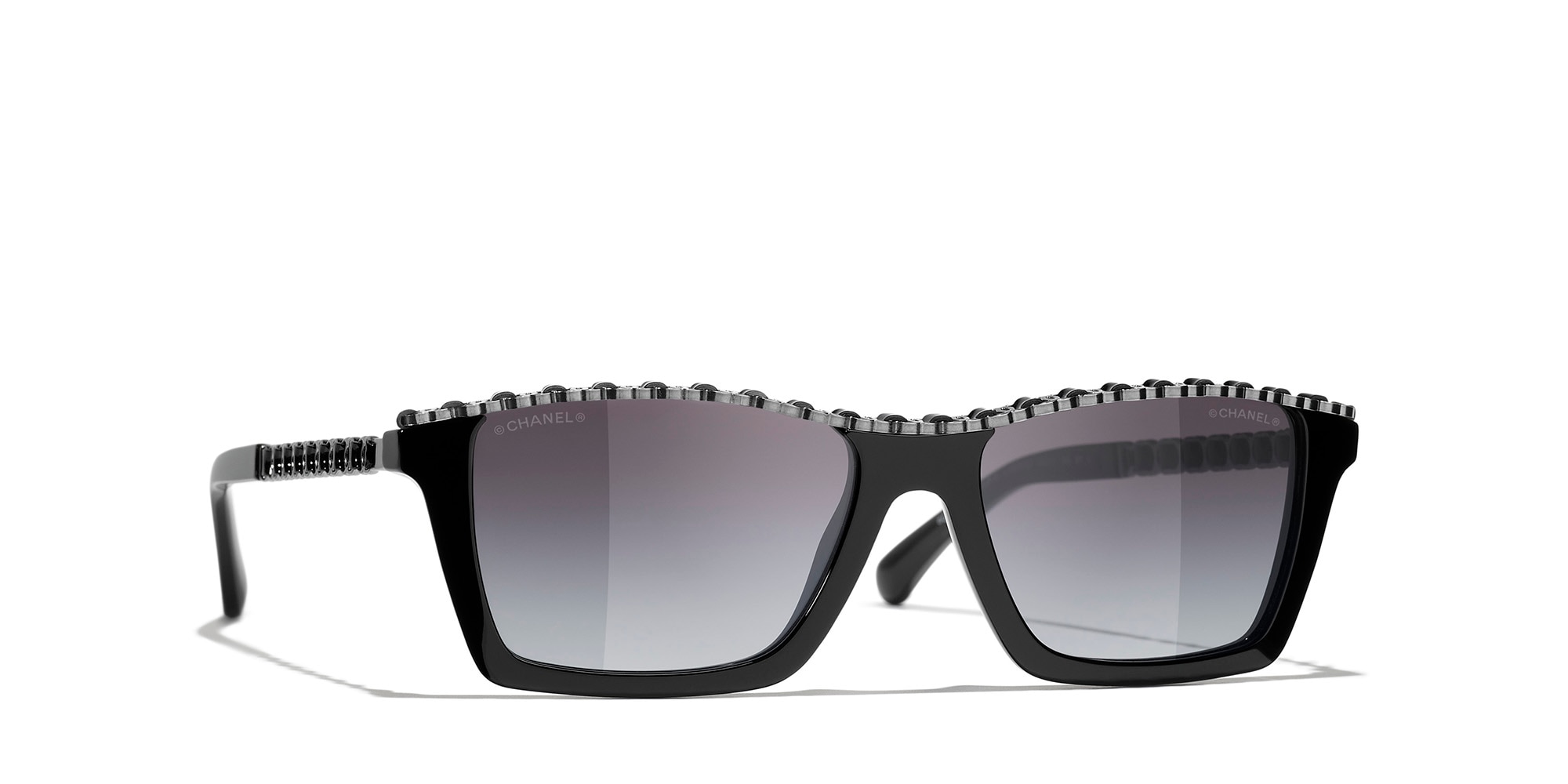 Chanel Woman Sunglass Rectangle Sunglasses CH5548Q -  Frame color: Black, Lens color: Grey