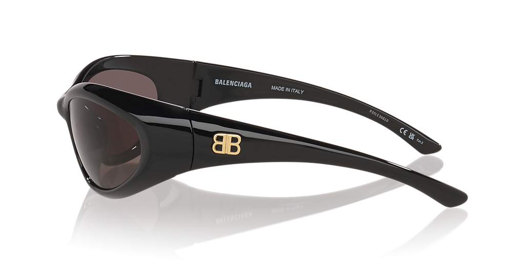 サングラス BALENCIAGA SS25 Balenciaga - BB0384S - 004 (BB0384S 004) Balenciaga BB0384S XXL (70 - 19) with Grey lenses and Black