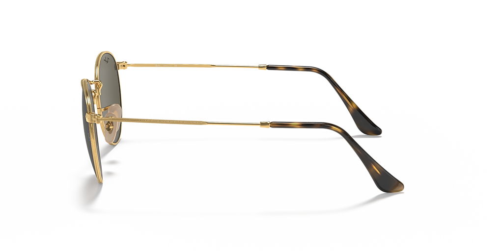 RAY-BAN RB3447N Round Flat Lenses Arista Gold - Men Sunglasses, Silver Flash Lens