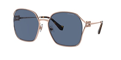 Miu Miu MU 52WS 60 Dark Blue & Rose Gold Sunglasses | Sunglass Hut USA