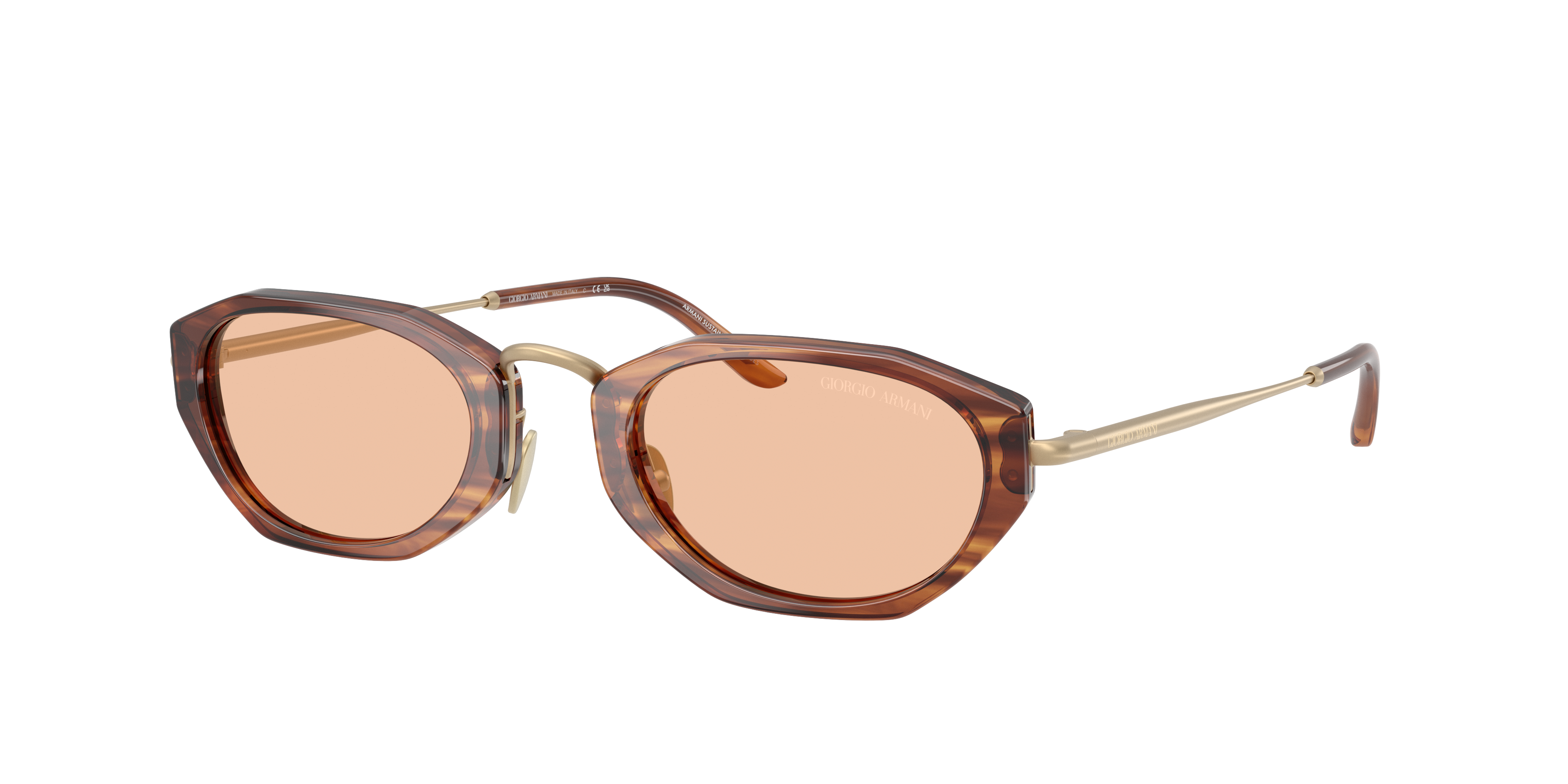 Giorgio Armani Oval-frame Tinted Sunglasses In Brown