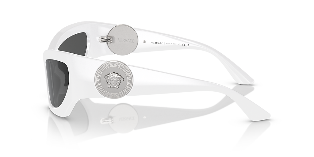 VERSACE VE4450 White - Women Luxury Sunglasses, Dark Grey Lens