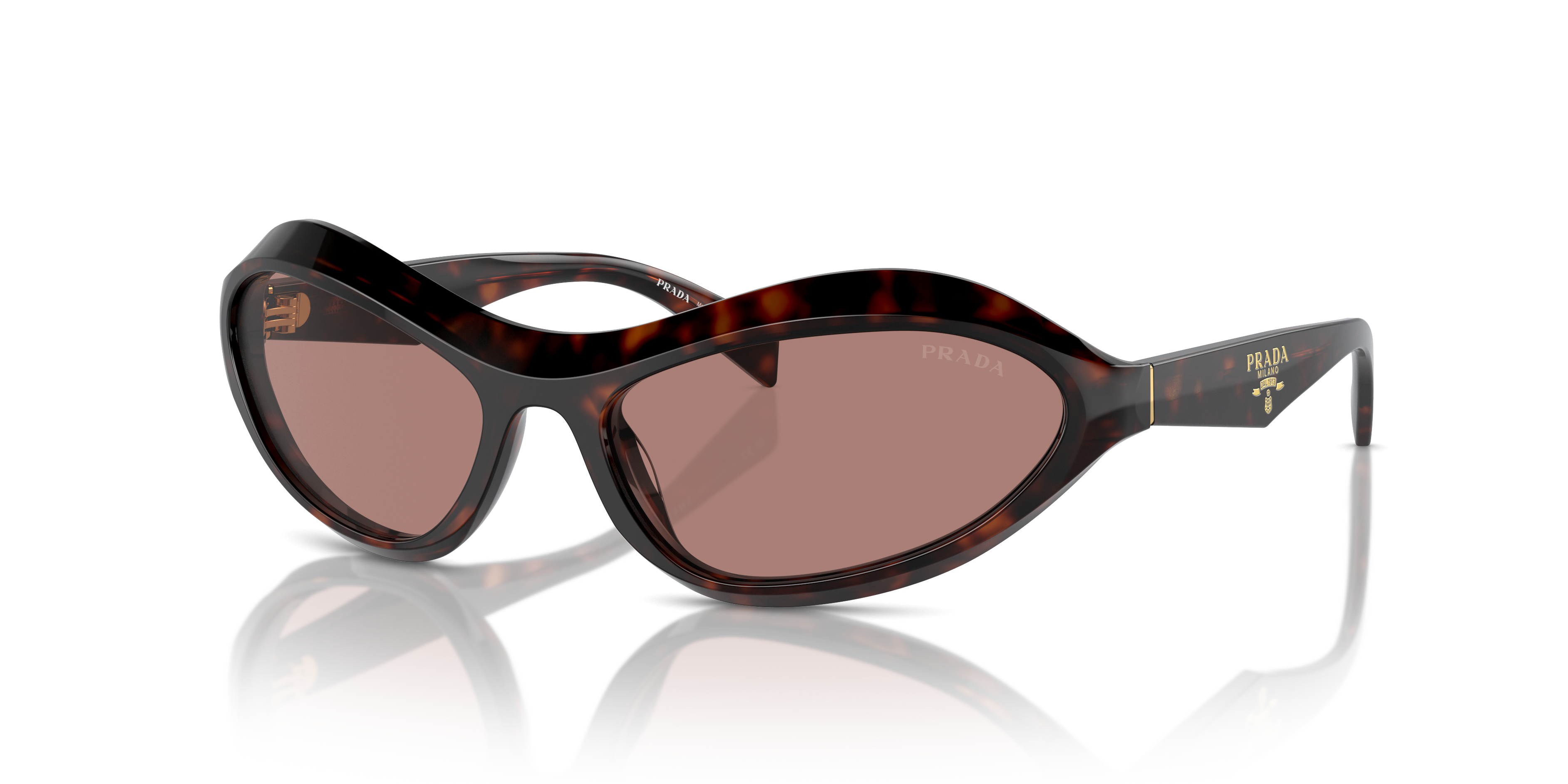 【値下げ】PRADA プレーントゥ　28cm相当　茶色　ガラスレザー系 Prada PR A20S M (61 - 17) with Brown lenses and Tortoise frame