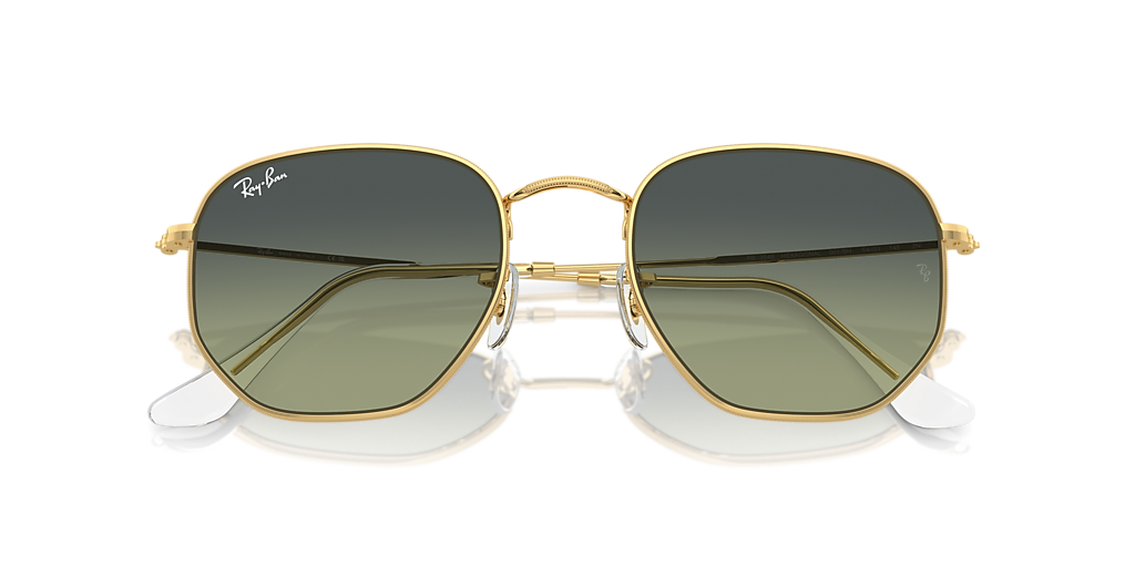 Ray-Ban Hexagonal M (51 - 21) with Green lenses and Gold  display picture 3
