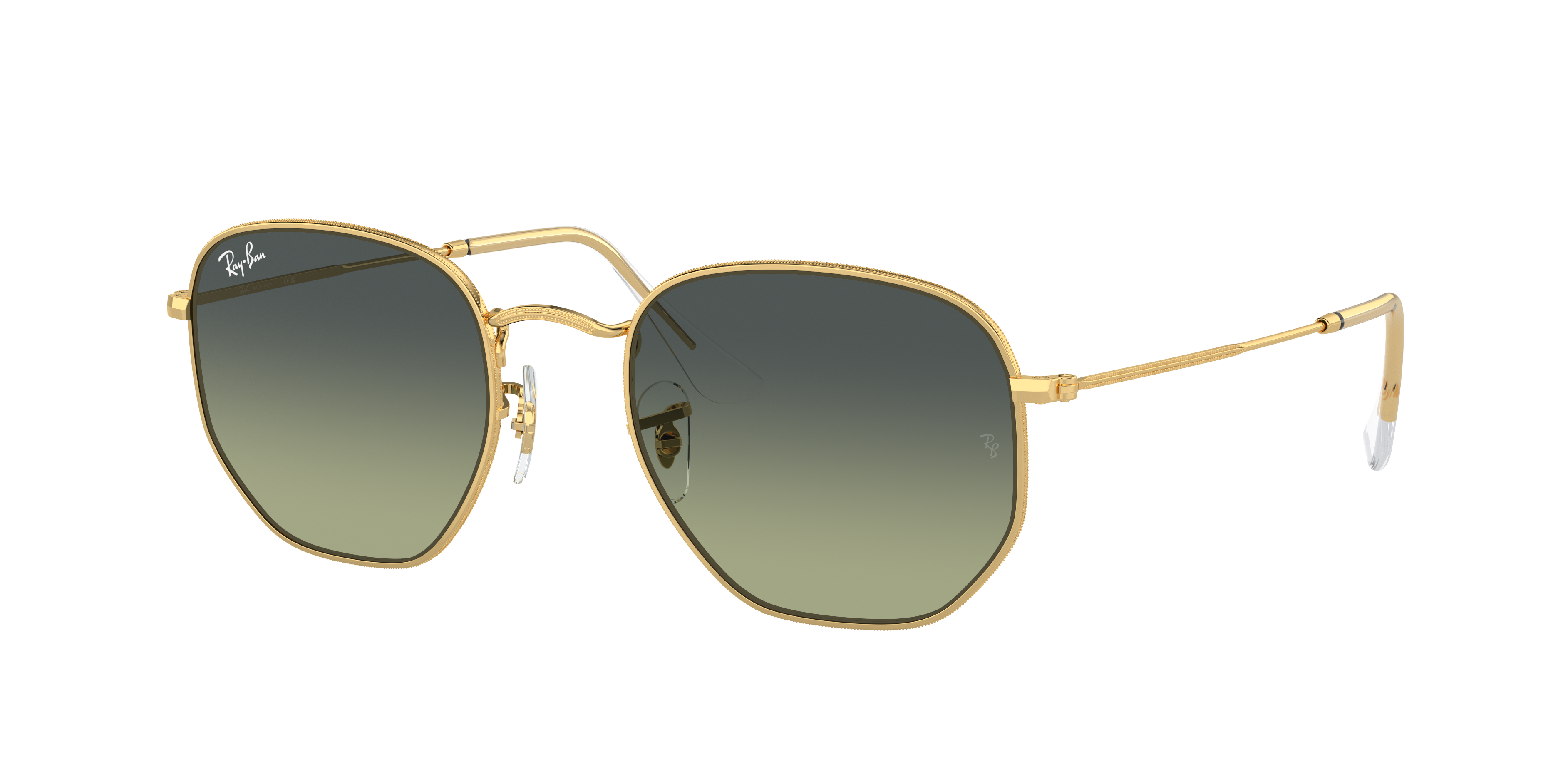 Ray-Ban Unisex Sunglass Hexagonal -  Frame color: Arista Gold, Lens color: Green Vintage