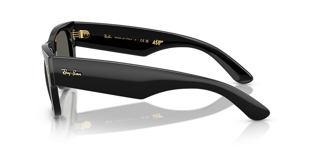 RAY-BAN RB0840S Mega Wayfarer Blacked Out Collection Black - Unisex Sunglasses, Dark Grey Lens