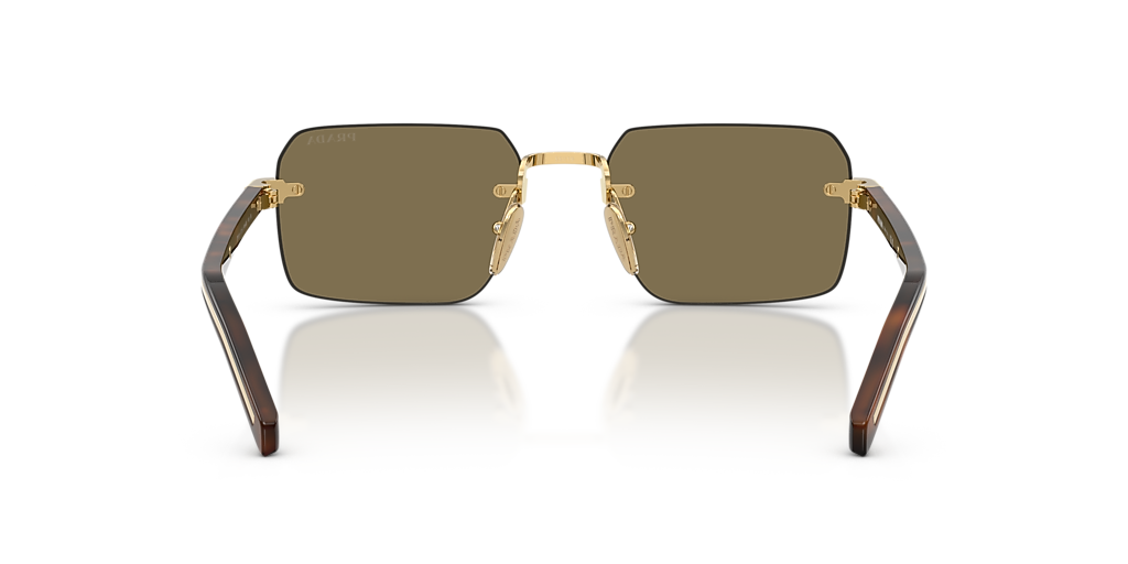 Prada Black and Gold Rimless Sunglasses with Brown Lenses Lenses Color Earth Sunglasses with the iconic metal plaque  main image 3